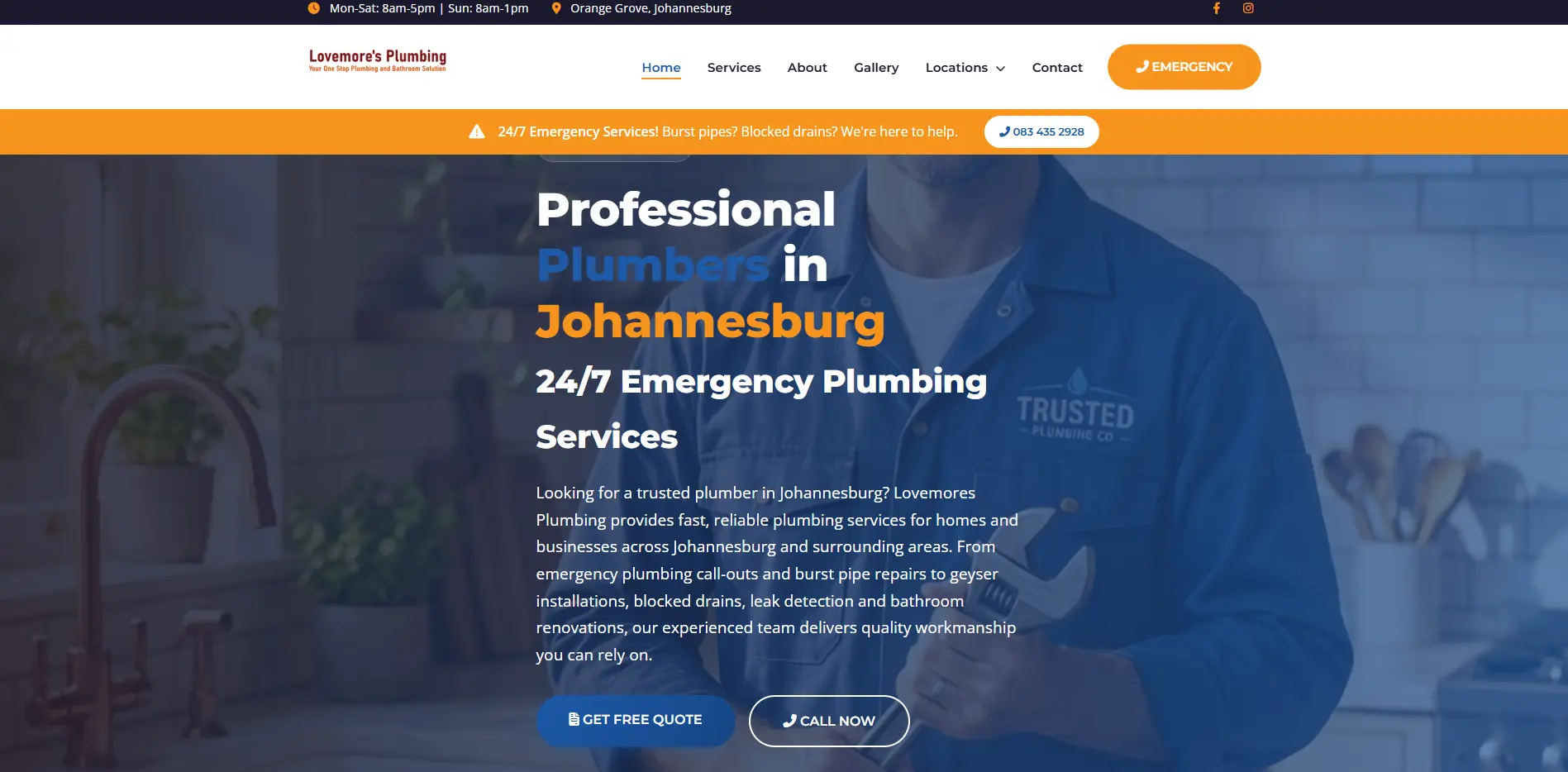 Lovemore Plumbers Business Website